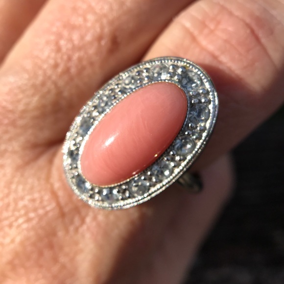 Avon Jewelry - VTG Avon Pink Lucite Ring with Rhinestones